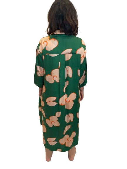 ROBE VERTE MOTIFS FLEURS BELLAJONES
