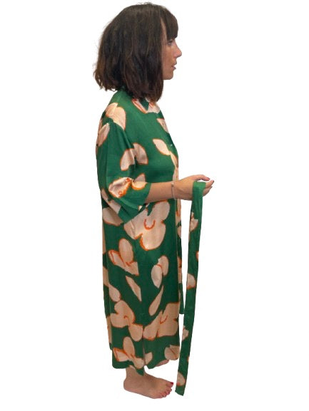 ROBE VERTE MOTIFS FLEURS BELLAJONES